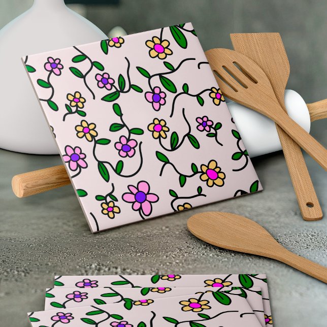 Flores Coloridas, Padrão Floral, Verdura, Boho (Criador carregado)