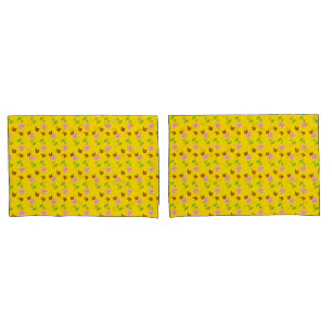 flores com borboletas em fundo amarelo