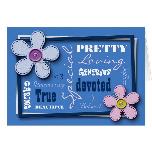 Flores com título Cartão Azul de Amor e Apreciação (Frente horizontal)