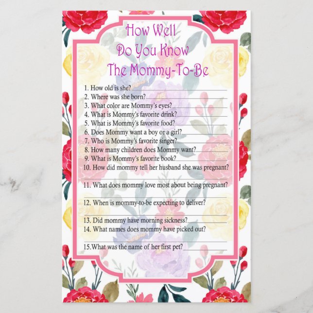 Flores Como você conhece bem o jogo do chá de fral (Frente)