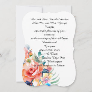 Flores cor-de-água rosa, cartão de casamento
