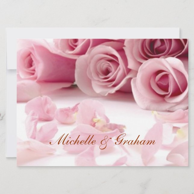 Flores Cor-de-Rosa de Casamento Convite Popular El (Frente)