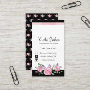 Flores cor-de-rosa do cartão de visita com fund