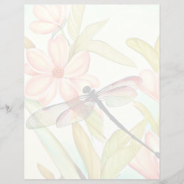 Flores cor-de-rosa e libélula