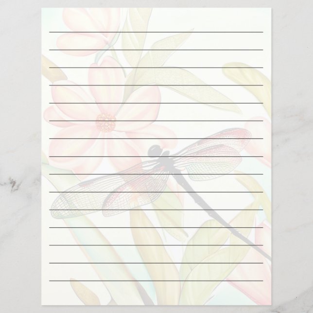 Flores cor-de-rosa e libélula alinhados (Frente)