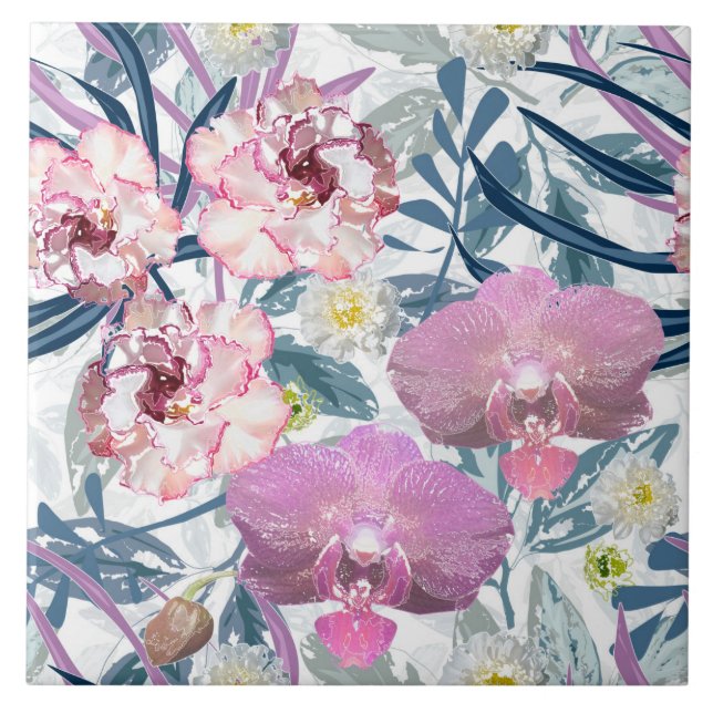 Flores cor-de-rosa e orquídea. (Frente)