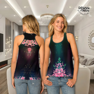 Flores cor-de-rosa flor brilhante Tanque feminino