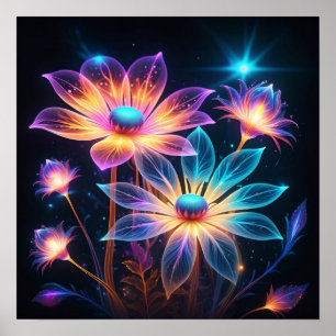Flores Cósmicas Poster de Arte Psicodélica
