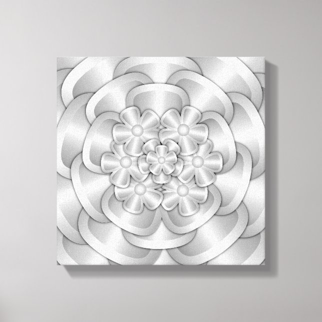 Flores Cromadas - Impressão de Tela Prateada (Frente)