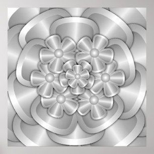 Flores Cromo - Poster prateado