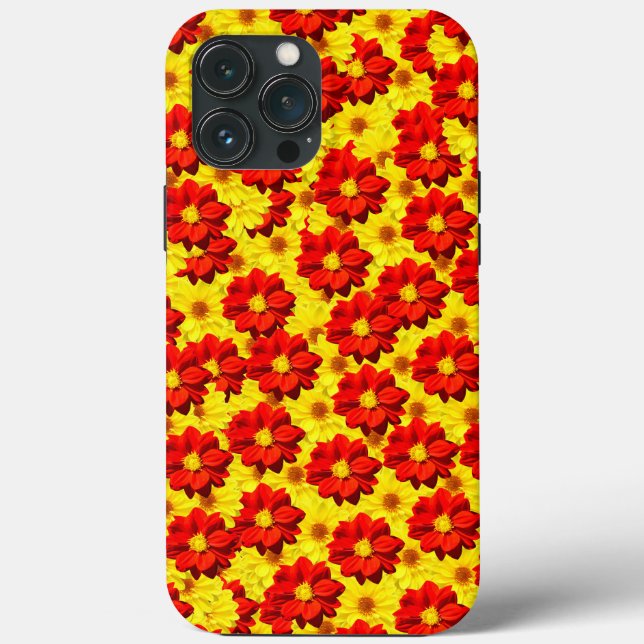 Flores da dália vermelha e amarela (Verso)