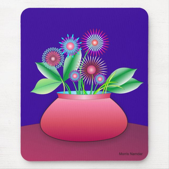 Flores da floresta em um mousepad vermelho do pote (Frente)