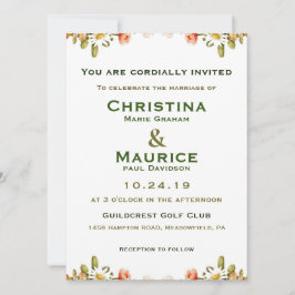 Flores da primavera Convite para Casamento Verde A