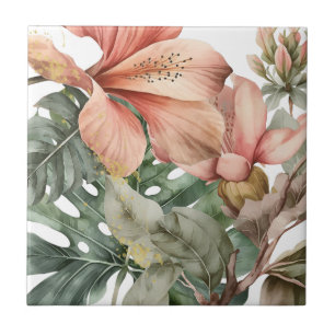 Flores da Selva em Aquarela com Salpicos de Dourad