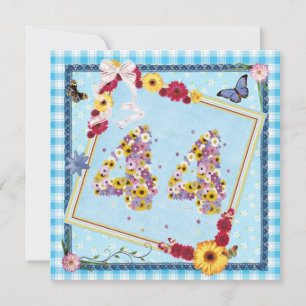 flores de 44 Convite de aniversário, borboletas