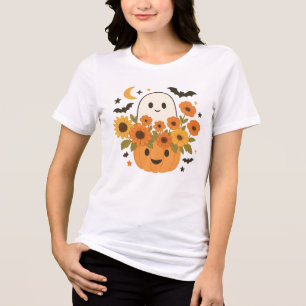 Flores de Abóbora Fantasma de Halloween Fofas
