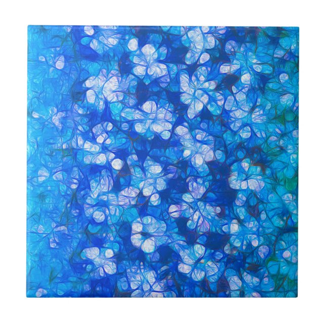 Flores de Abstrato de Aquarela Azul Moderno (Frente)