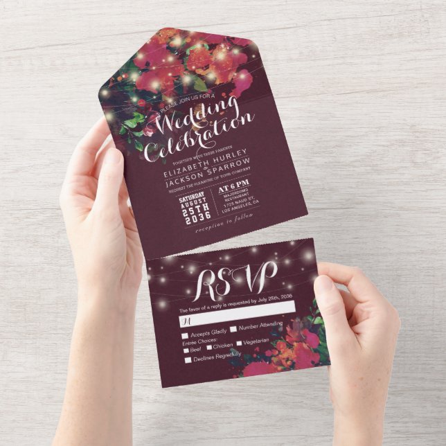 Flores de Água Vermelha Luzes de String Casamento  (Aba destacável)