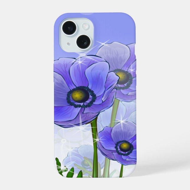 Flores de Anêmona Roxo Azul (Verso)