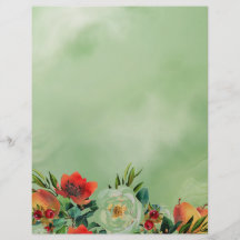 Flores de Aquarela Botânica e Folha de Papel de Fr