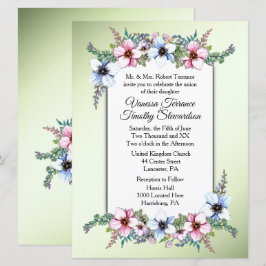 Flores De Aquarela Brilham Convite Para Casamento