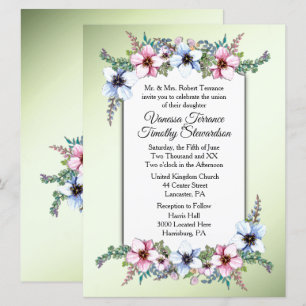 Flores De Aquarela Brilham Convite Para Casamento