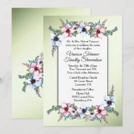 Flores De Aquarela Brilham Convite Para Casamento