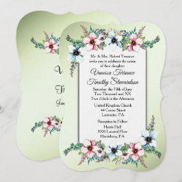 Flores De Aquarela Brilham Convite Para Casamento