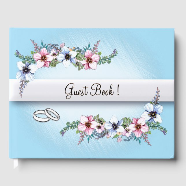 Flores de Aquarela Brilham Livro de Convidados (Frente)