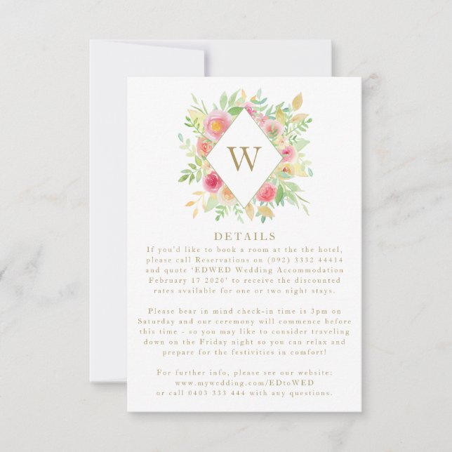 Flores de Aquarela Cartão de Invólucro Monograma (Frente)