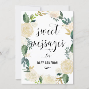 Flores de Aquarela com Douradas Mensagens de Bebê
