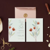 Flores de Aquarela Convite Verde Pastel