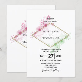 Flores De Aquarela Elegantes Convites De Casamento