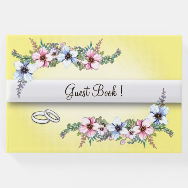 Flores de Aquarela Livro de Convidados de Casament (Frente)
