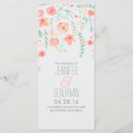 Flores De Aquarela Programas De Casamento Elegante