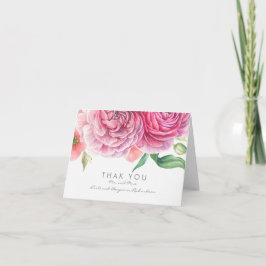 Flores de aquarela rosa agradecimento de casamento