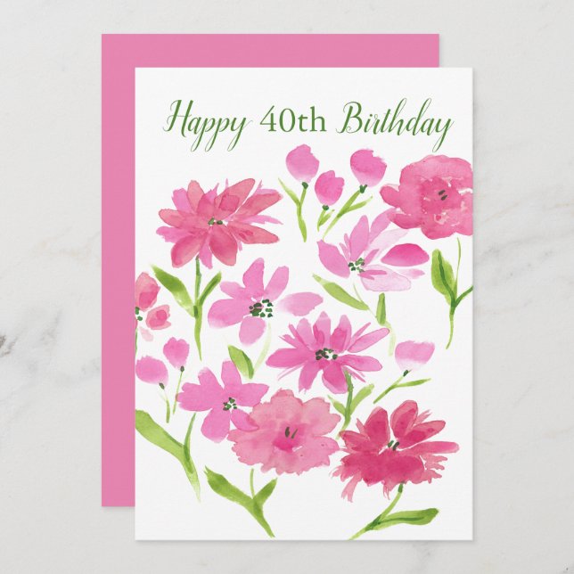 Flores De Aquarela Rosa De Idade Personalizada Voa (Frente/Verso)