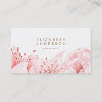 Flores de Aquarela Rosa Lírios Cartão de visita