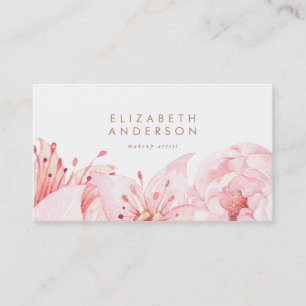 Flores de Aquarela Rosa Lírios Cartão de visita