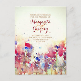 flores de aquarela salvam cartões postais datados