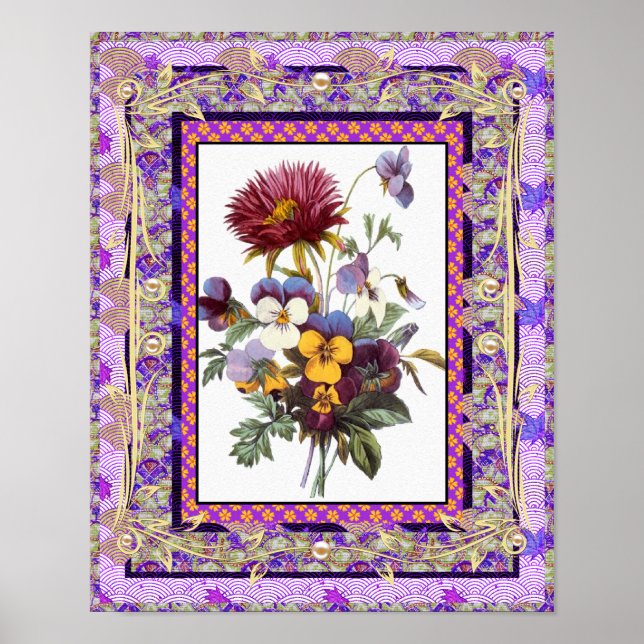 Flores de Arte poster Vintage (Frente)
