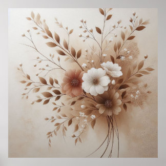 Flores de bege moderno 6 Poster
