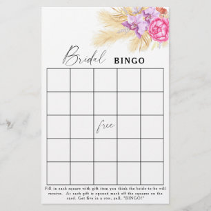 flores de boho - jogo de bingo Chá de panela