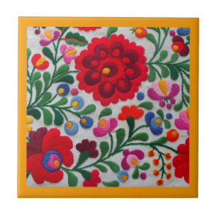 Flores de Bordados Mexicanos Cozinha Trivet Amarel