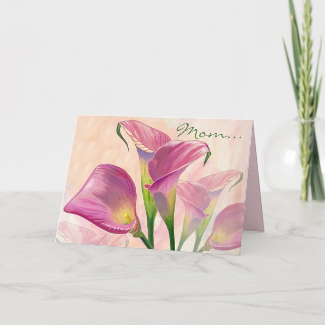 Flores de Calla Rosa, Cartão de Aniversário de Mãe (Frente)