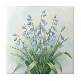 Flores de Campainha Azul Aquarela Botânica