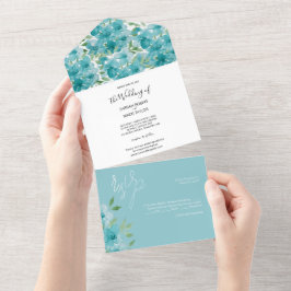 Flores de Campo Azul Elegante Aquarela