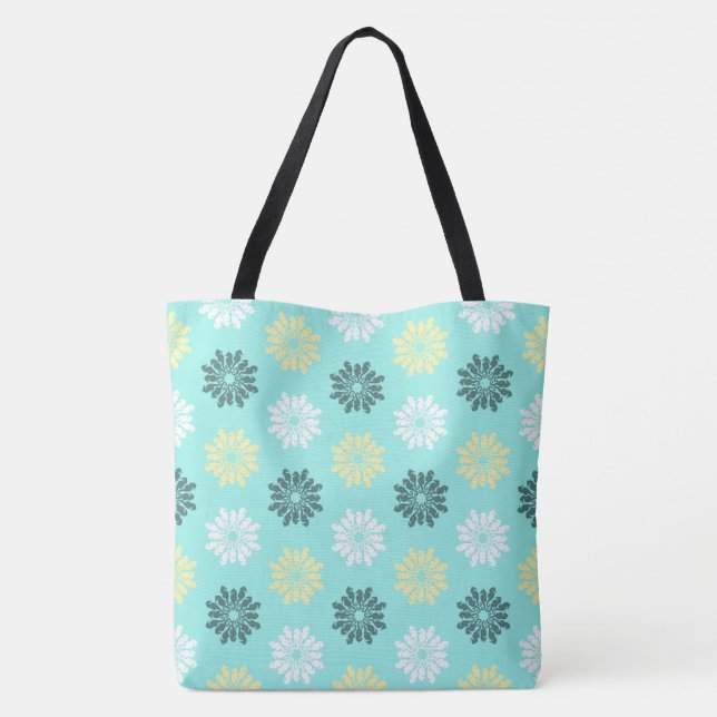 Flores De Cavalo-Marinho Aqua Tote Bag (Verso)