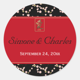 Flores de cereja vermelhas e pretas com adesivo re