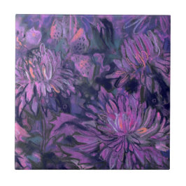 Flores De Chrysanthemum Pintura Floral Rosa Violet